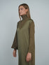 Point Mixed Satin Maxi Dress in Olive